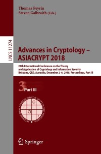 Cover image: Advances in Cryptology – ASIACRYPT 2018 9783030033316