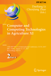 Imagen de portada: Computer and Computing Technologies in Agriculture XI 9783030061784