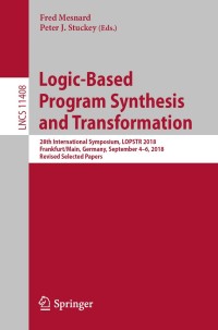 Imagen de portada: Logic-Based Program Synthesis and Transformation 9783030138370