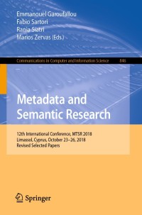 Cover image: Metadata and Semantic Research 9783030144005