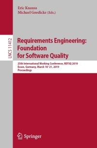Cover image: Requirements Engineering: Foundation for Software Quality 9783030155377
