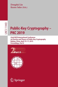 Cover image: Public-Key Cryptography – PKC 2019 9783030172589