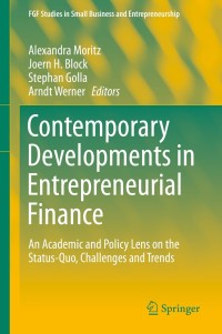 Cover image: Contemporary Developments in Entrepreneurial Finance 9783030176112