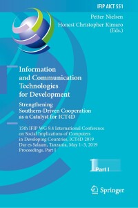 Imagen de portada: Information and Communication Technologies for Development. Strengthening Southern-Driven Cooperation as a Catalyst for ICT4D 9783030183998