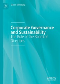 Cover image: Corporate Governance and Sustainability 9783030188849