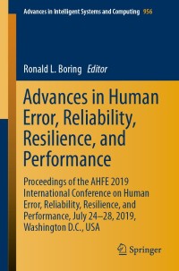 Immagine di copertina: Advances in Human Error, Reliability, Resilience, and Performance 9783030200367