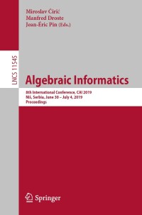 Cover image: Algebraic Informatics 9783030213626