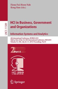 Imagen de portada: HCI in Business, Government and Organizations. Information Systems and Analytics 9783030223373