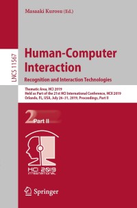 Cover image: Human-Computer Interaction. Recognition and Interaction Technologies 9783030226428