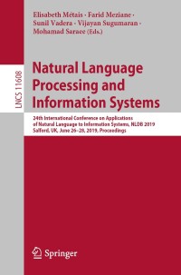 Imagen de portada: Natural Language Processing and Information Systems 9783030232801