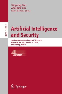 Imagen de portada: Artificial Intelligence and Security 9783030242671