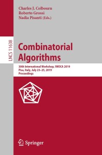 Cover image: Combinatorial Algorithms 9783030250041