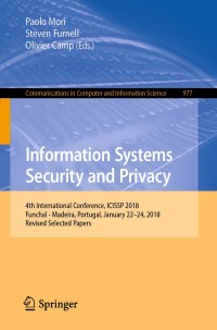 صورة الغلاف: Information Systems Security and Privacy 9783030251086