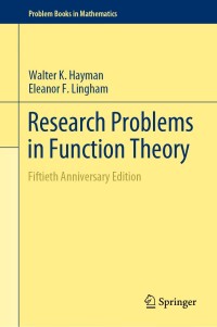 Cover image: Research Problems in Function Theory 9783030251642