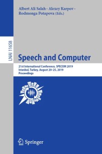 Cover image: Speech and Computer 9783030260606