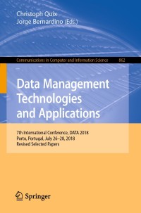 Cover image: Data Management Technologies and Applications 9783030266356