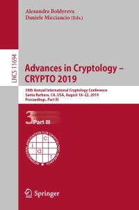 Titelbild: Advances in Cryptology – CRYPTO 2019 9783030269531
