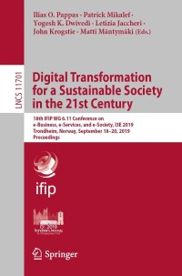 Cover image: Digital Transformation for a Sustainable Society in the 21st Century 9783030293734