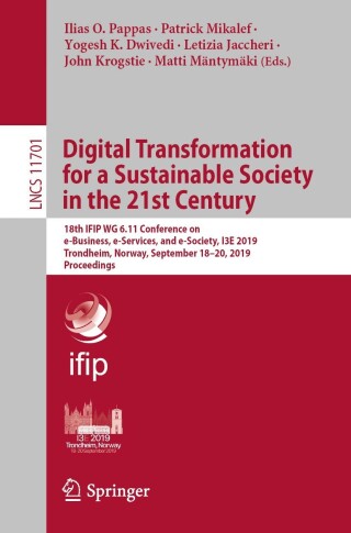 Cover image: Digital Transformation for a Sustainable Society in the 21st Century 9783030293734