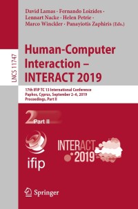Omslagafbeelding: Human-Computer Interaction – INTERACT 2019 9783030293833
