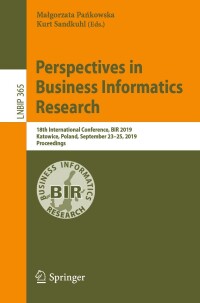 表紙画像: Perspectives in Business Informatics Research 9783030311421
