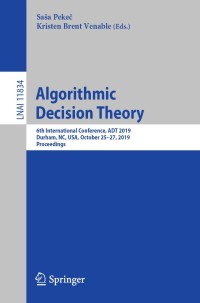Cover image: Algorithmic Decision Theory 9783030314880