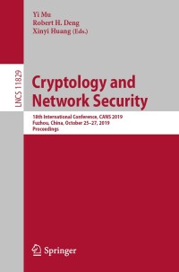 Cover image: Cryptology and Network Security 9783030315771