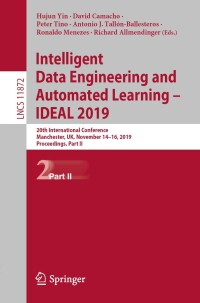 Imagen de portada: Intelligent Data Engineering and Automated Learning – IDEAL 2019 9783030336165