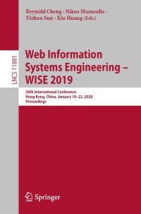 Imagen de portada: Web Information Systems Engineering – WISE 2019 9783030342227