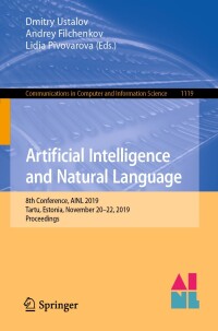 Cover image: Artificial Intelligence and Natural Language 9783030345174
