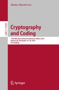 Cover image: Cryptography and Coding 9783030351984