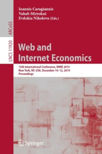 Immagine di copertina: Web and Internet Economics 9783030353889