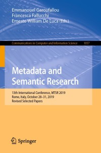 Cover image: Metadata and Semantic Research 9783030365981