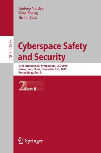 Cover image: Cyberspace Safety and Security 9783030373511