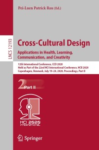 Cover image: Cross-Cultural Design. Applications in Health, Learning, Communication, and Creativity 1st edition 9783030499129