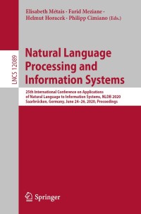 Imagen de portada: Natural Language Processing and Information Systems 1st edition 9783030513092