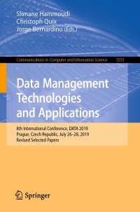 صورة الغلاف: Data Management Technologies and Applications 1st edition 9783030545949
