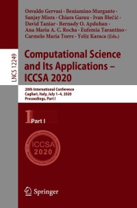 Imagen de portada: Computational Science and Its Applications – ICCSA 2020 1st edition 9783030587987