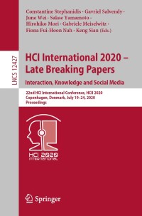 Titelbild: HCI International 2020 – Late Breaking Papers: Interaction, Knowledge and Social Media 1st edition 9783030601515