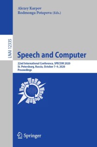 Cover image: Speech and Computer 1st edition 9783030602758