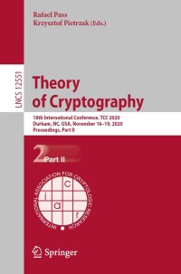 Cover image: Theory of Cryptography 1st edition 9783030643775