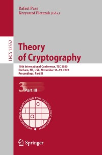 Cover image: Theory of Cryptography 1st edition 9783030643805