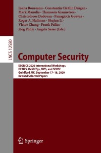 Cover image: Computer Security 1st edition 9783030665036