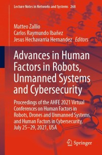 Imagen de portada: Advances in Human Factors in Robots, Unmanned Systems and Cybersecurity 9783030799960