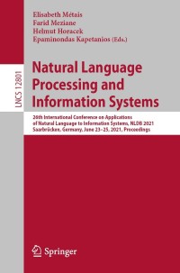 Cover image: Natural Language Processing and Information Systems 9783030805982