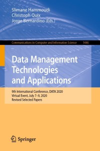 Cover image: Data Management Technologies and Applications 9783030830137