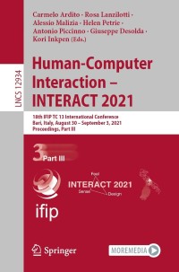 Omslagafbeelding: Human-Computer Interaction – INTERACT 2021 9783030856120