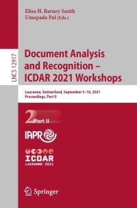 Cover image: Document Analysis and Recognition – ICDAR 2021 Workshops 9783030861582
