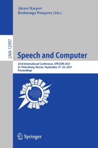 Cover image: Speech and Computer 9783030878016