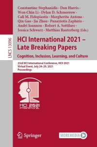 Cover image: HCI International 2021 - Late Breaking Papers: Cognition, Inclusion, Learning, and Culture 9783030903275